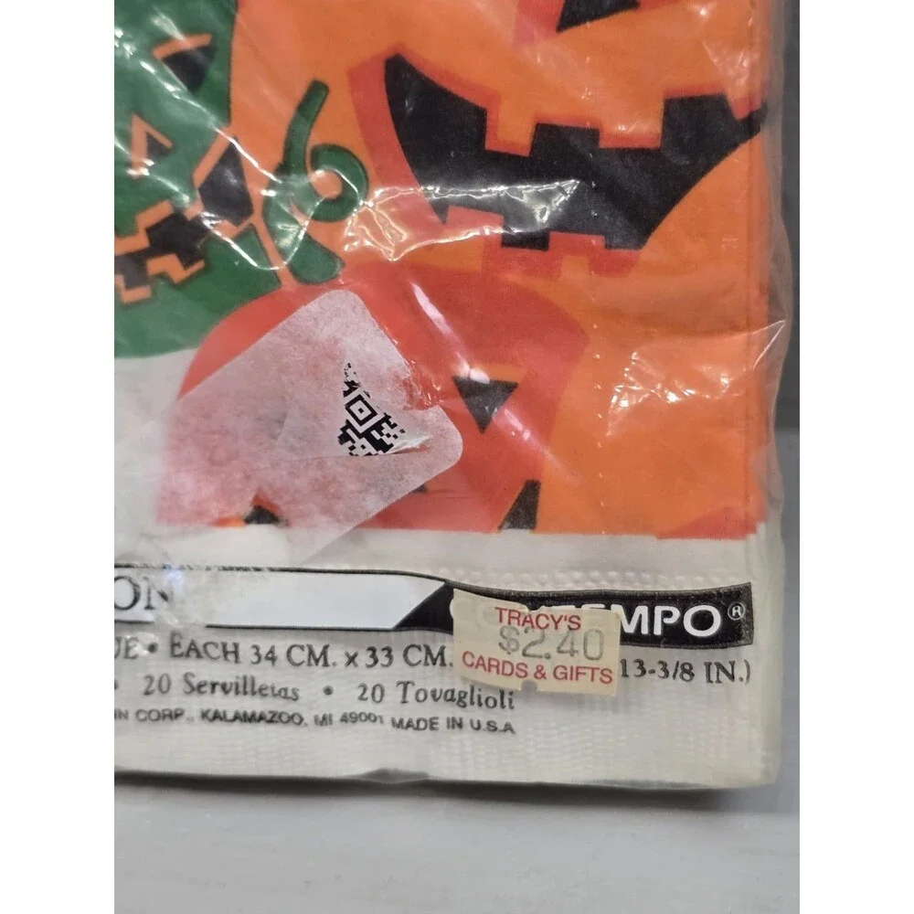 Vintage Halloween Pumpkin Napkins New 3-Ply Paper 20 Jack O Lantern Party Supply